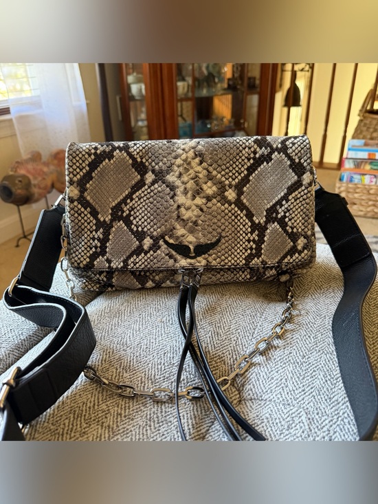 Zadig & Voltaire Handbags - Zadig & Voltaire 
Snake print chain Crossbody in Black and Cream